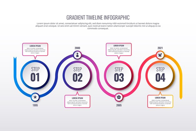 그라데이션 타임 라인 infographic 템플릿