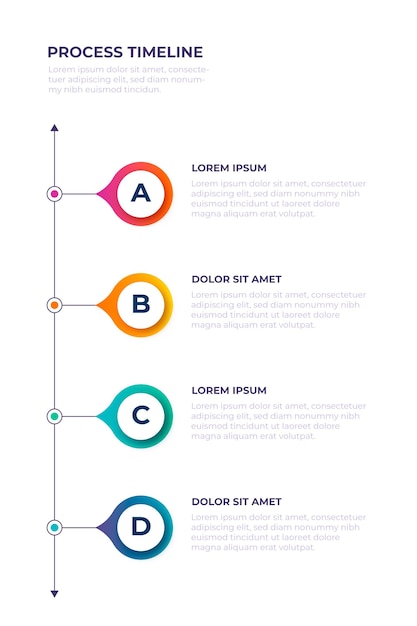 Modello di infografica timeline gradiente