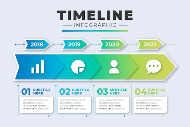 Vettore gratuito modello di infografica timeline gradiente