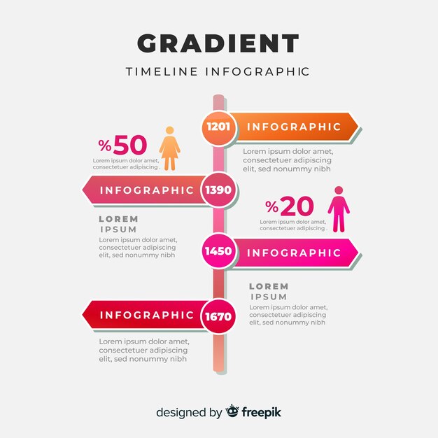 그라데이션 타임 라인 infographic