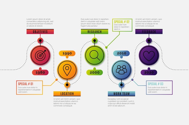 Vettore gratuito gradiente infografica timeline