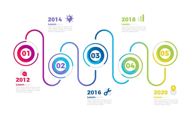 Бесплатное векторное изображение Градиентная временная шкала инфографики