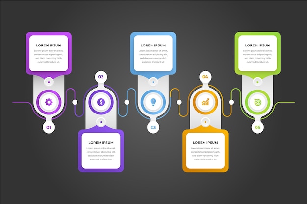 그라디언트 타임 라인 인포 그래픽