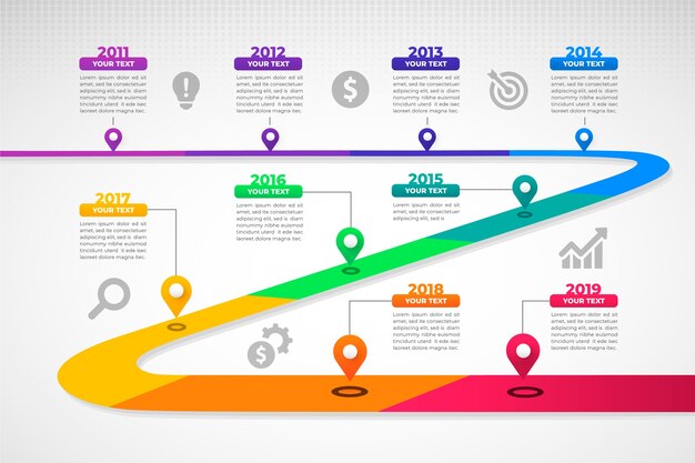 그라데이션 타임 라인 infographic