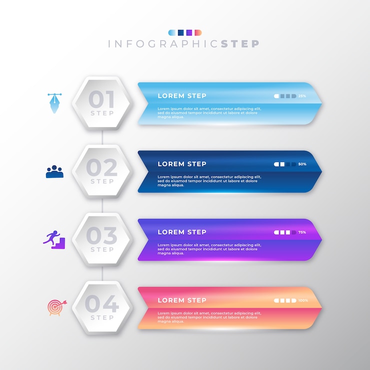 無料Vector グラデーションタイムラインインフォグラフィック