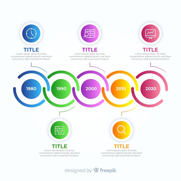 Vettore gratuito cronologia gradiente infografica professionale