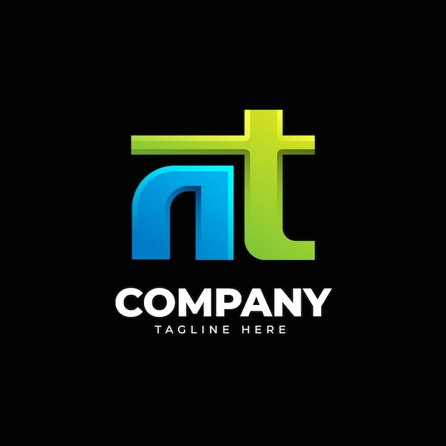 Шаблон логотипа градиент tn или nt