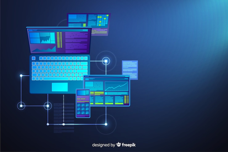Free Vector gradient top view laptop background