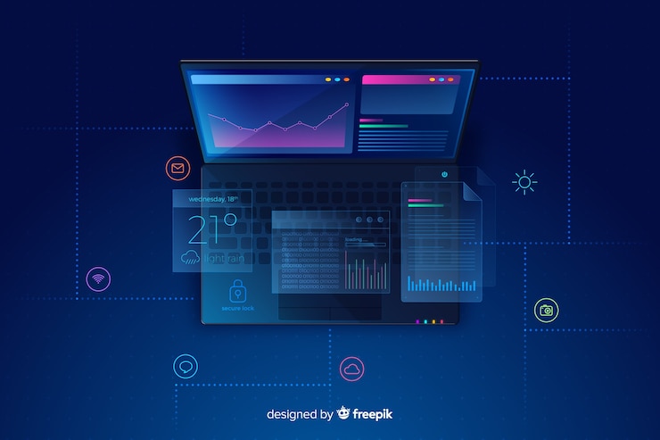 Free Vector gradient top view laptop technology background