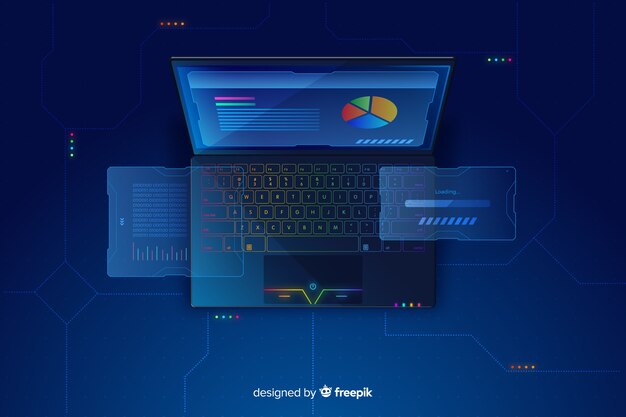 Градиент вид сверху ноутбук технологии фон