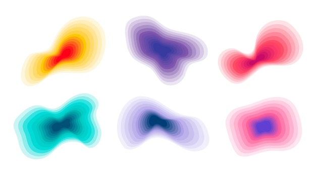 Gradient topographic abstract shapes set