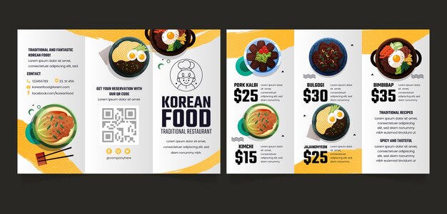 Gradient traditional korean food brochure template