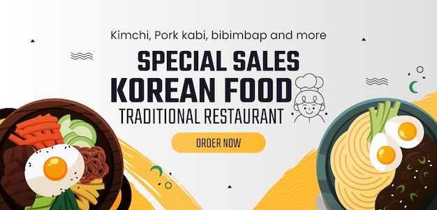 Free vector gradient traditional korean food sale banner template