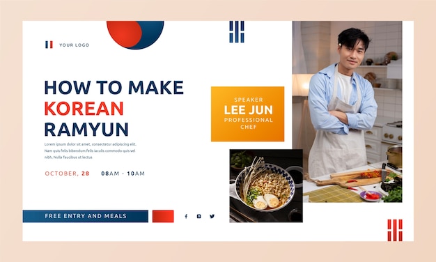 Gradient traditional korean food webinar template