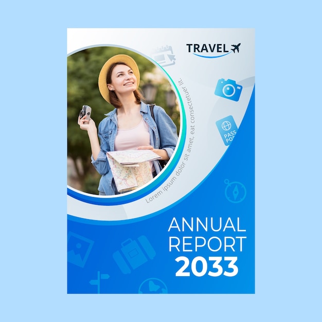 Free vector gradient travel agency annual report template