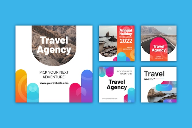 Free vector gradient travel agency design template