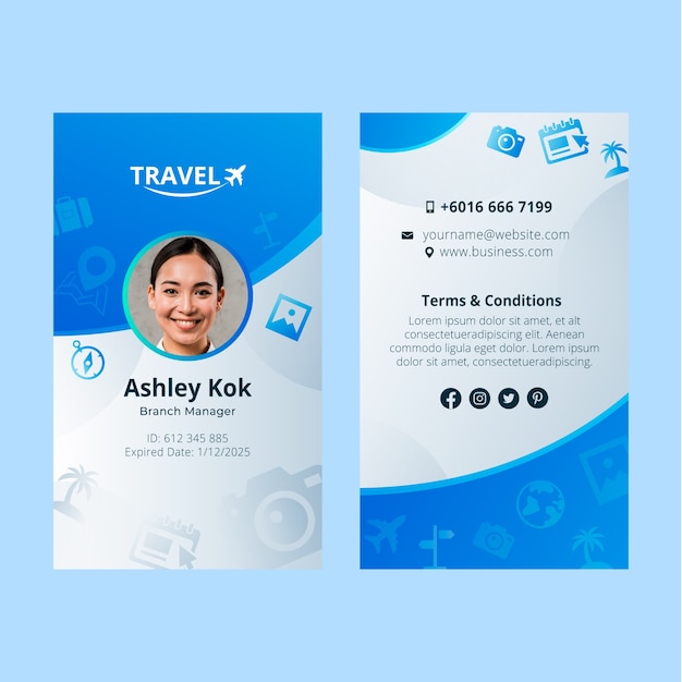 Gradient travel agency id card template