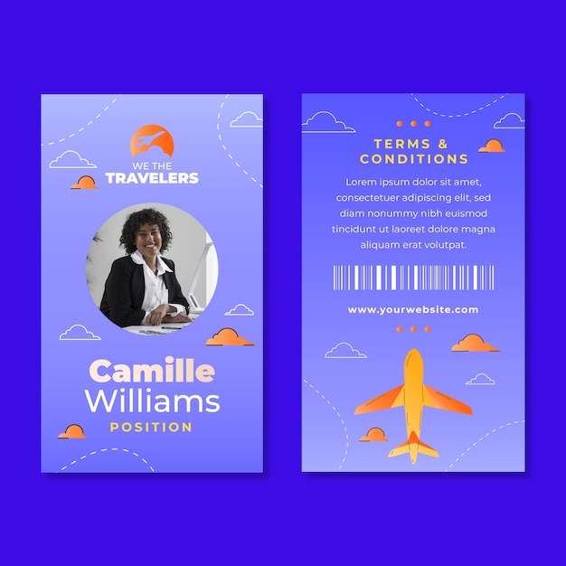 Free vector gradient travel agency id card template