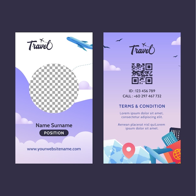 Free vector gradient travel agency id card