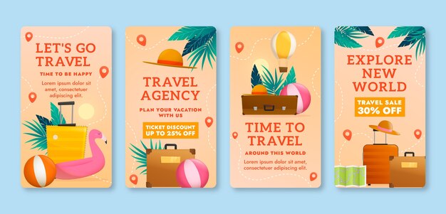 Gradient travel agency instagram stories collection