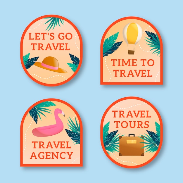 Gradient travel agency labels collection