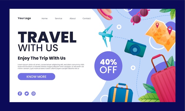 Free vector gradient travel agency landing page