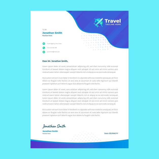 gradient travel agency letterhead template