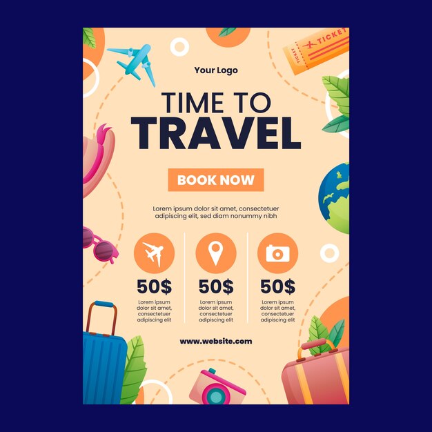 Gradient travel agency poster template