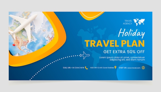 Gradient travel agency sale banner template
