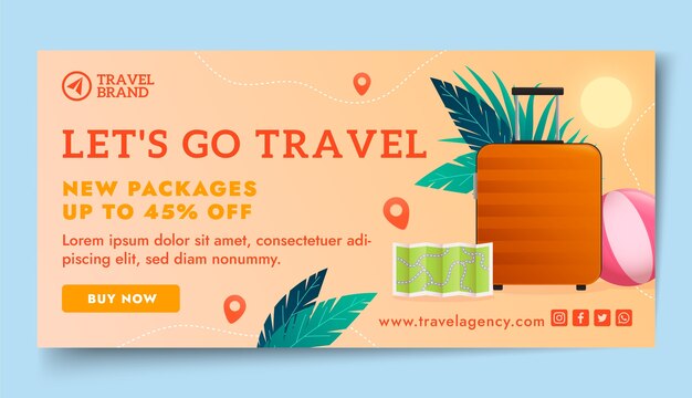 Gradient travel agency sale banner template