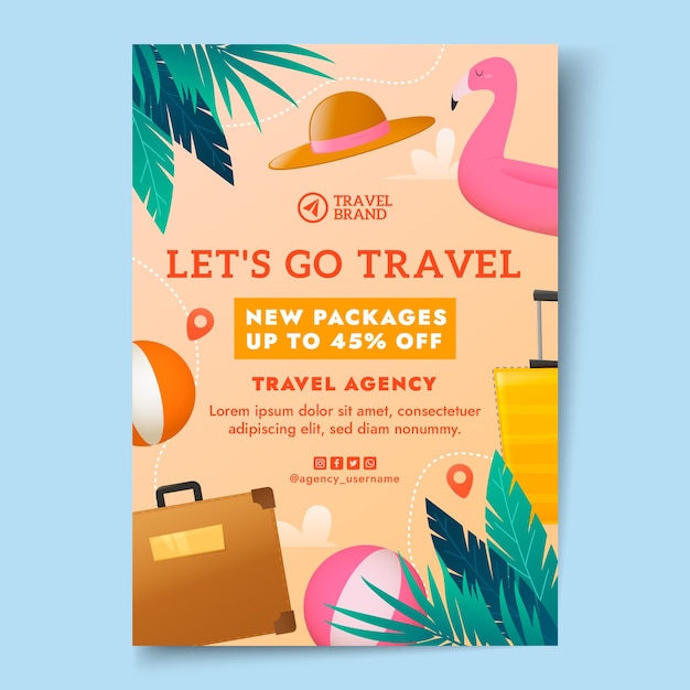 Gradient travel agency vertical poster template