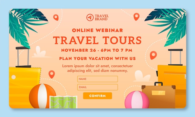 Free vector gradient travel agency webinar template