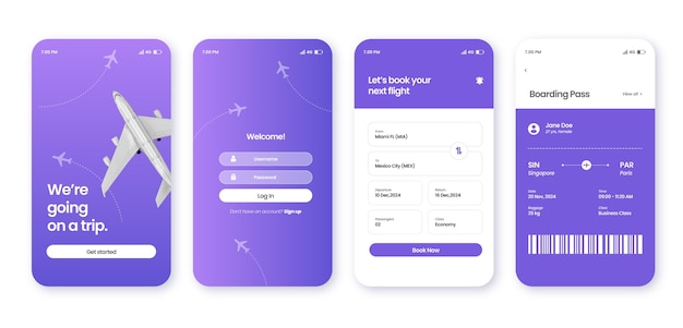 Free vector gradient travel  app template