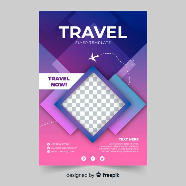 Gradient travel flyer template