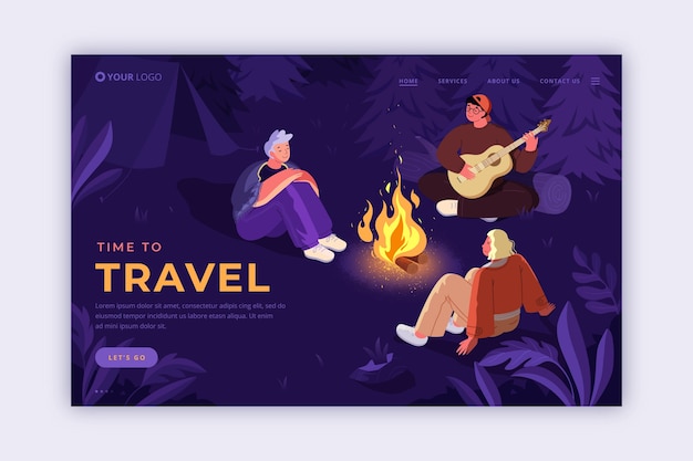 Free vector gradient traveling landing page template