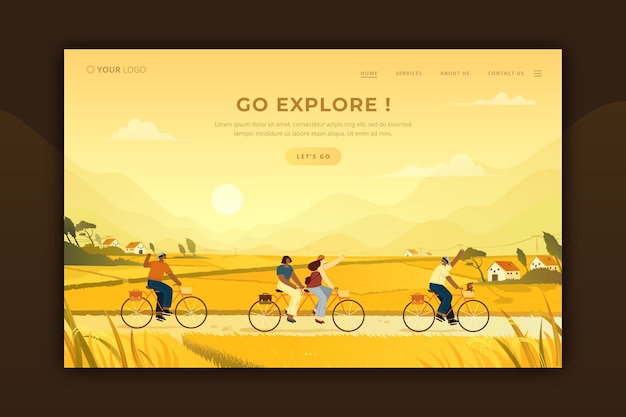 Free vector gradient traveling landing page template