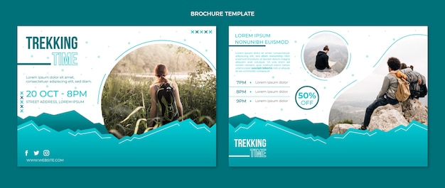 Modello di brochure per il trekking in gradiente