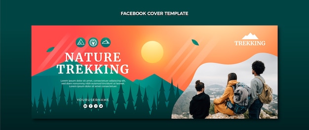 Vettore gratuito gradient trekking copertina facebook