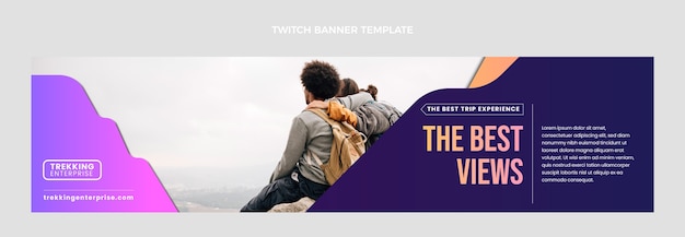 Free vector gradient trekking twitch banner template