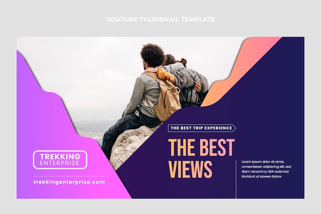 Gradient trekking youtube thumbnail template