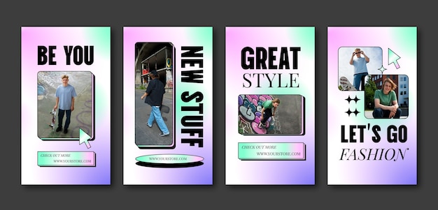 Free vector gradient trendy instagram stories template