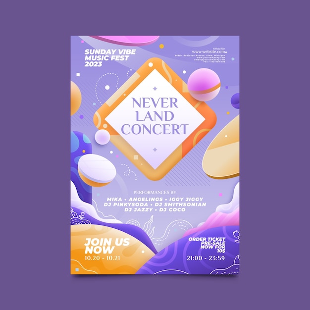 Gradient trendy vertical poster template