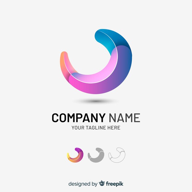Gradient tridimensional abstract company logo