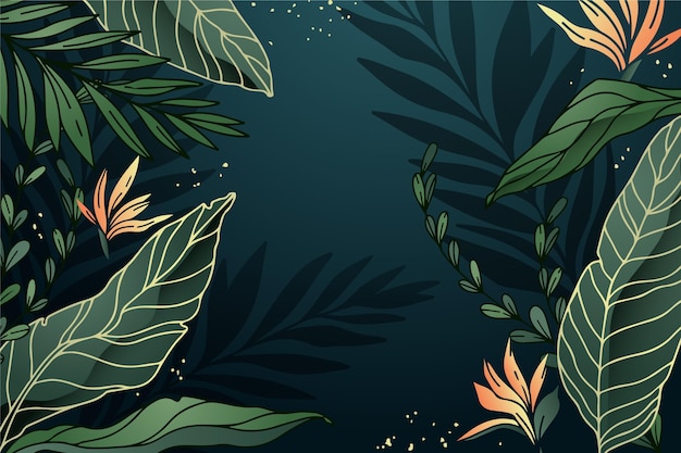 Gradient tropical leaves background