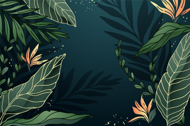 Градиент тропических листьев фон