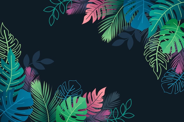 Gradient tropical leaves background