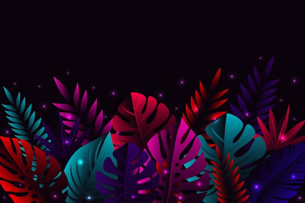 Gradient tropical leaves background