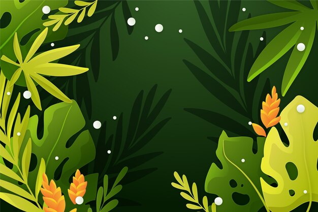Free vector gradient tropical leaves background