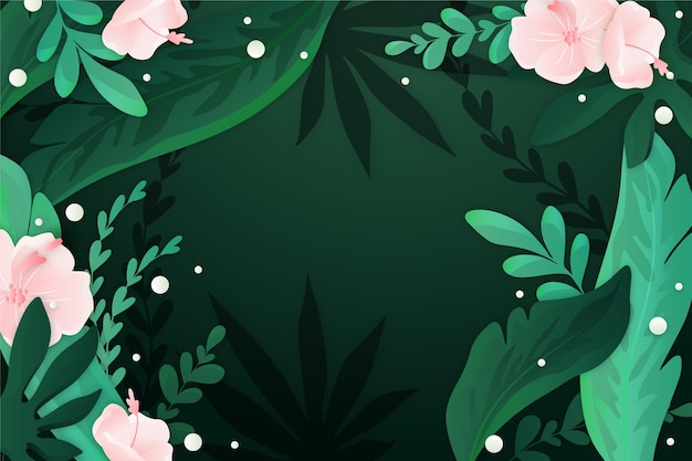 Free vector gradient tropical leaves background