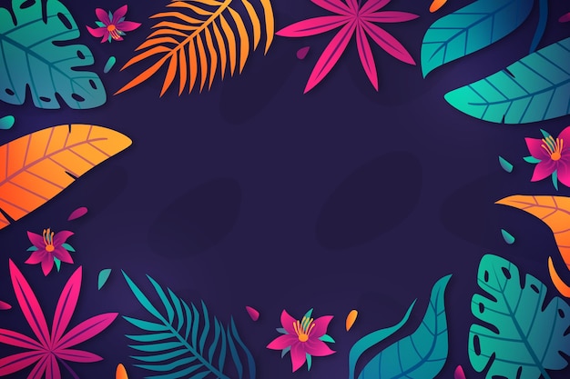 Gradient tropical leaves background